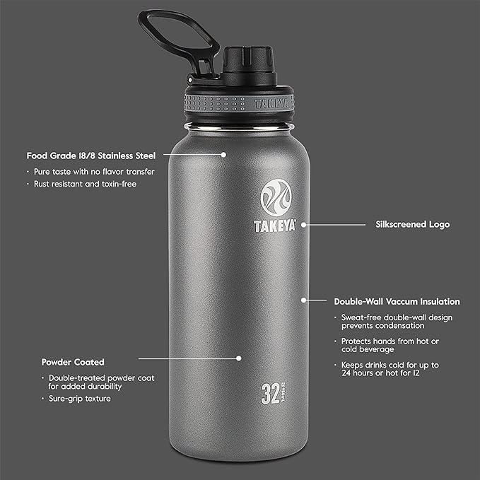 Takeya Originals Vacuum Insulated Stainless Steel Water Bottle, 0.5 Liter / 18 - Image 3