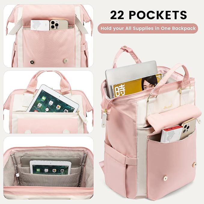 LOVEVOOK Laptop Backpack for Women Work Travel Computer Backpacks Purse - Image 2
