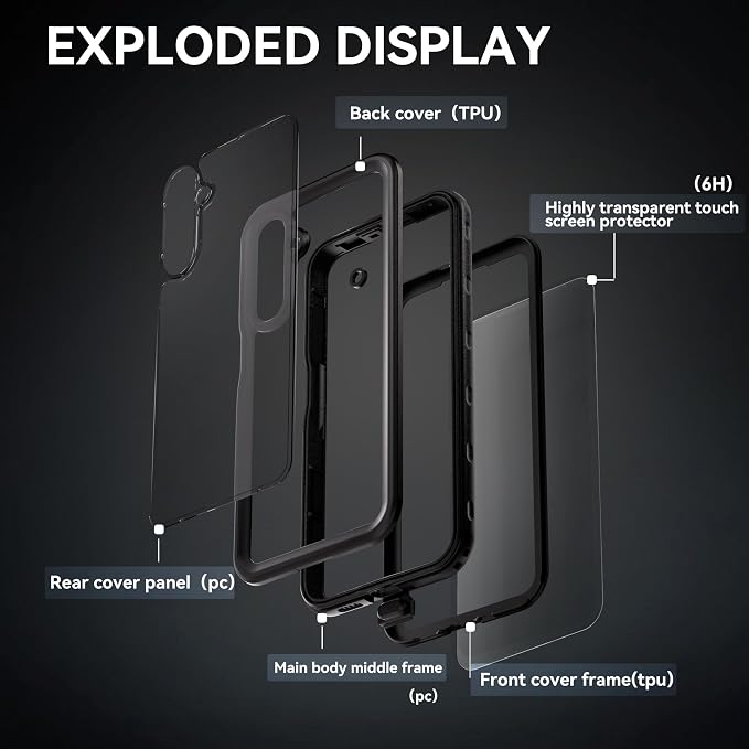 Hllhunkhe for Samsung Galaxy A16 5G Case Waterproof, Rugged Full Body - Image 3