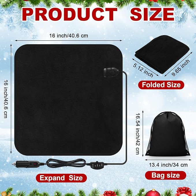 Tuanse 16 x 16 Inches Car Electric Blanket 12 Volt Heated Car Blanket - Image 2