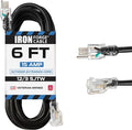 Iron Forge Cable 12 Gauge Outdoor Extension Cord 6 Ft, SJTW 12/3 Heavy Duty by IronForgeCable