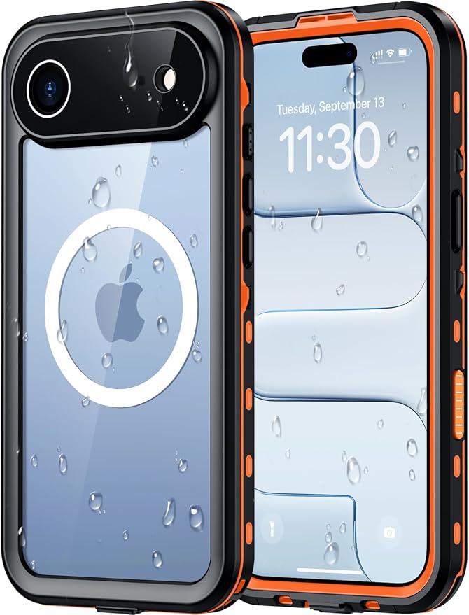 Red2Fire for iPhone Air Case Waterproof, Phone Case 6.5" Orange/Clear by Red2Fire