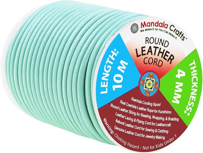 Mandala Crafts Round Genuine Mint Leather Cord by MandalaCrafts