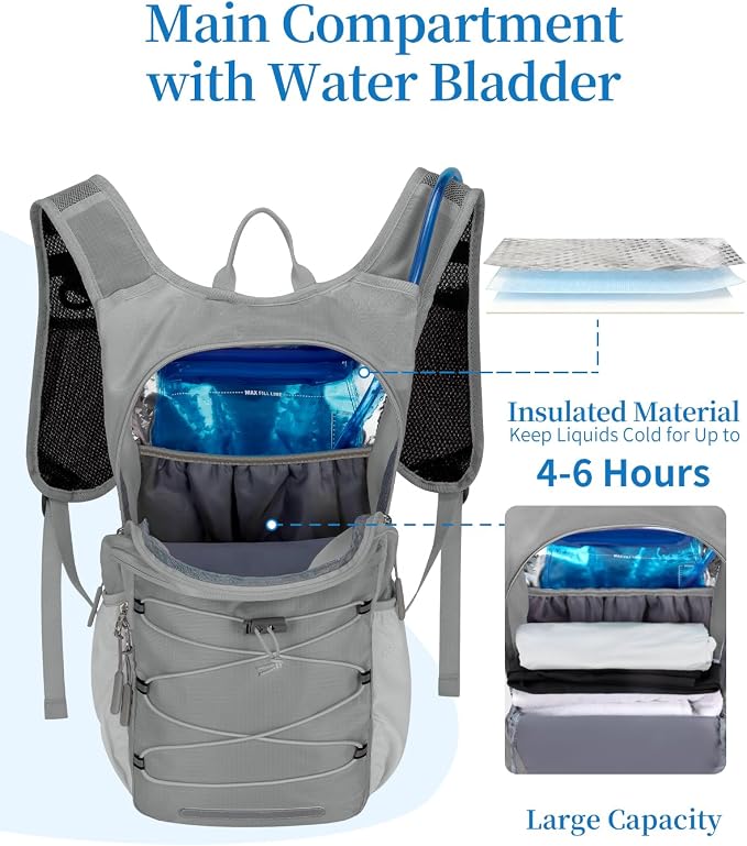 Hydration Backpack with 2L Water Bladder, Hiking Water Backpack - Image 3