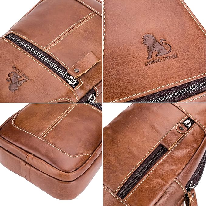 Hebetag Leather Sling Bag Crossbody Backpack - Image 5
