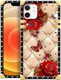 Compatible with iPhone 11 Case, Shining Red Rose Butterfly Leather Background by Unknown