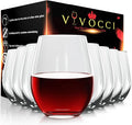Vivocci Unbreakable Plastic Stemless Outdoor Wine Glasses 20 oz | Tritan Heavy by Vivocci
