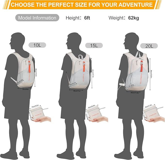 FIORETTO 10L Hiking Backpack for Women Men Mini Packable Backpack Lightweight - Image 6