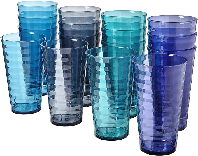 US Acrylic Splash 18 ounce Plastic Stackable Water Tumblers in 4 Coastal Colors by USAcrylic