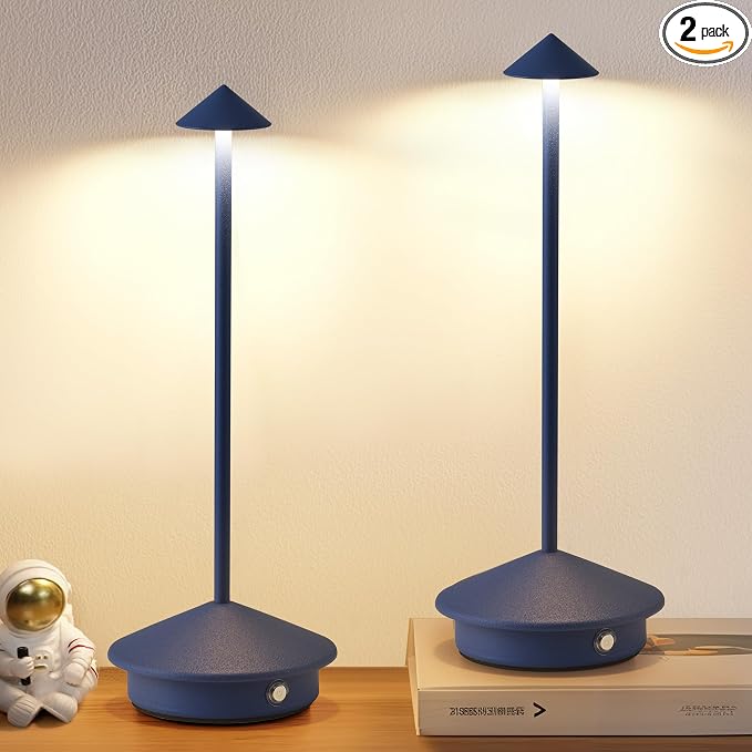 Modern Cordless Table Lamp Set of 2, Portable LED Desk Lamps, 4000mAh by NEWSEE