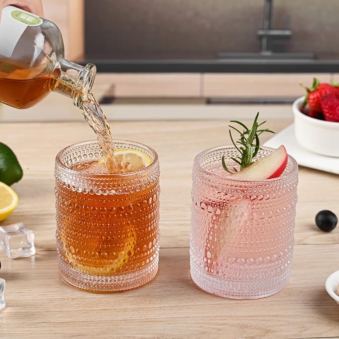 ZMOWIPDL Vintage Glassware Drinking Glasses Set of 6, 12 oz Hobnail Glass Cups - Image 4
