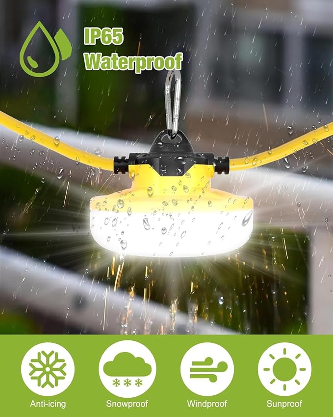 YXL 130W 16000LM Construction String Lights Temp Lighting 100FT Industrial LED - Image 5