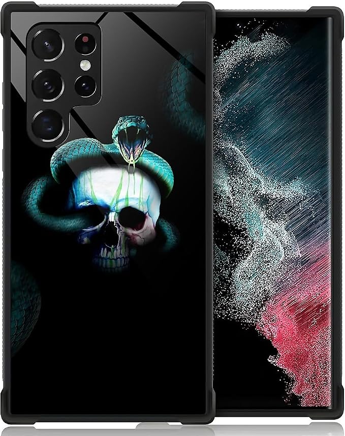 for Samsung Galaxy S22 Ultra Case, Skeleton Winding Snake Pattern Graphic by FKBRCL4U