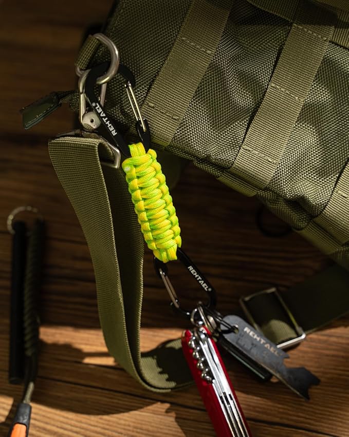 Paracord Braided Carabiner Keychain Lanyard Strap, Hanger Stroller Hook w/2 - Image 2