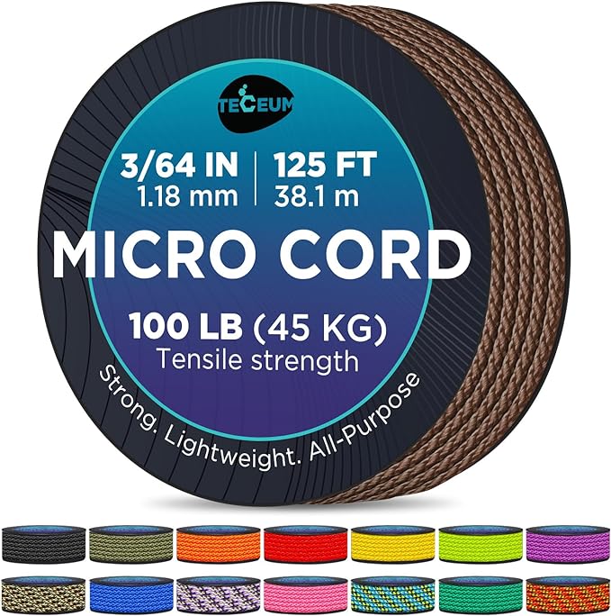 TECEUM Micro Paracord – 1.18 mm X 125 ft – Micro Utility Cord – Thin Braided by TECEUM
