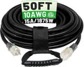 POWGRN 50 Ft 10AWG Black Outdoor Extension Cord Waterproof Heavy Duty 10 Gauge by POWGRN