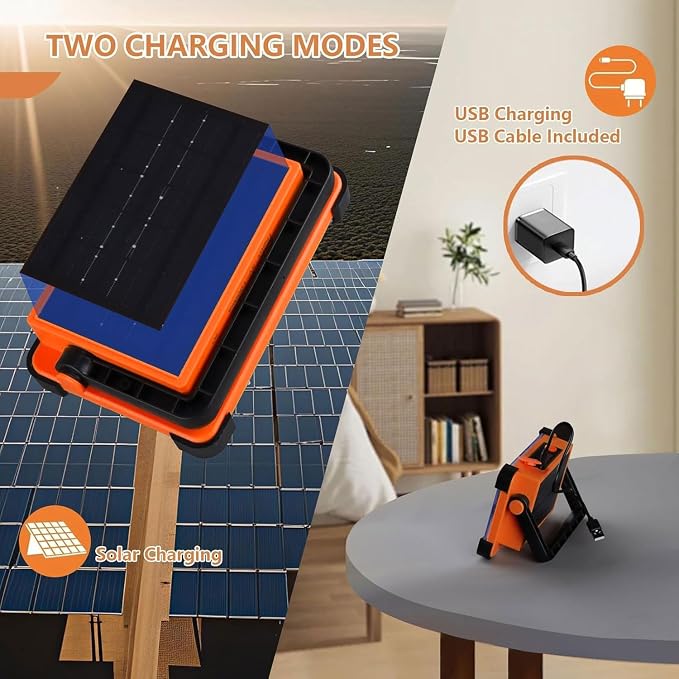 120W Solar Rechargeable Work Light, 144 LED 10000LM Portable Flood Light - Image 6