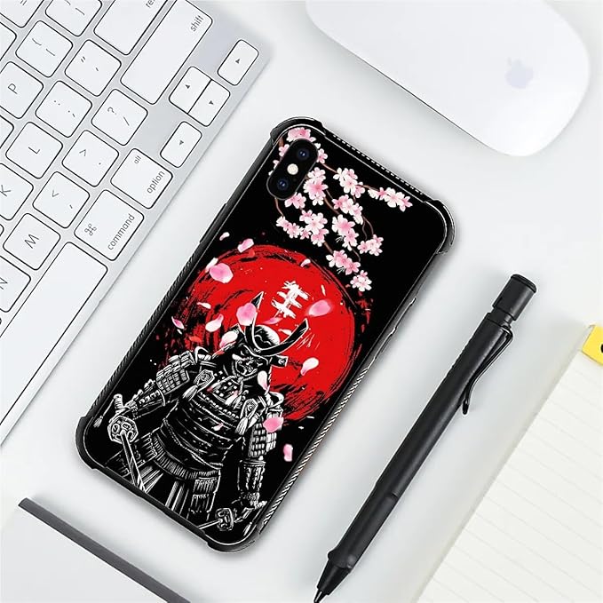 for iPhone X/Xs Case, Sakura Japanese Samurai Pattern Graphic Design Girl Boy - Image 5