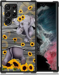 for Samsung Galaxy S23 Ultra Case, Cute Little Elephant Sunflower White Line by FKBRCL4U