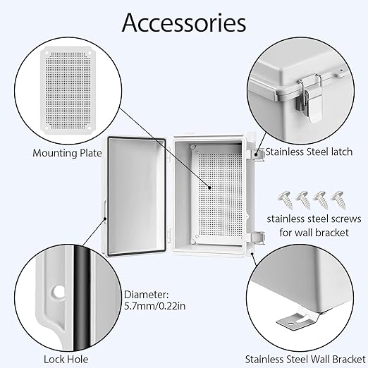 LeMotech Electrical Box, IP67 Waterproof Hinged Cover Stainless Steel Latch - Image 4
