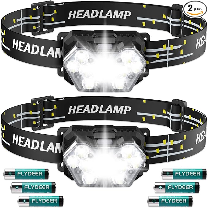 Lsnisni 9 LED Headlamp 2 Pack, 2000 Lumen Super Bright Head Lamp by Lsnisni