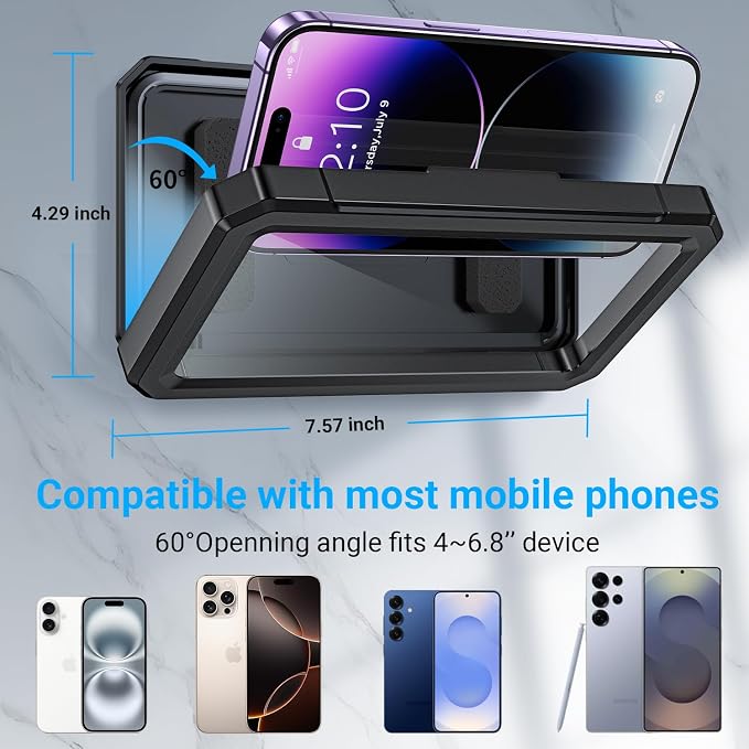 Coolpow Shower Phone Holder Waterproof【480°Rotatable】Retractable Adjustable - Image 7