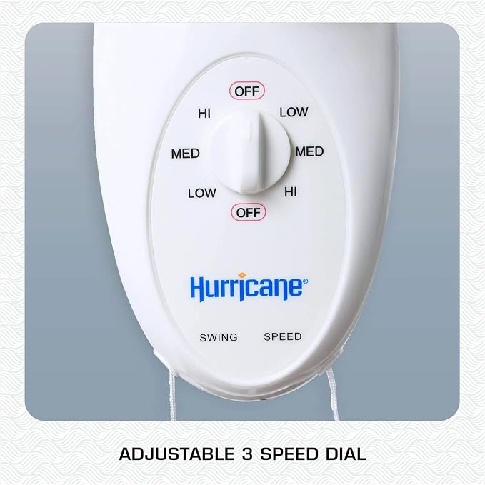 Hurricane Supreme 12” Portable Oscillating Wall Mount Fan, Space Saving - Image 3