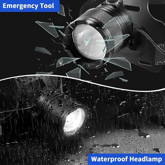 Super Bright Aluminum Headlamp 2Pack, Rechargeable Headlamp High Lumen - Image 6