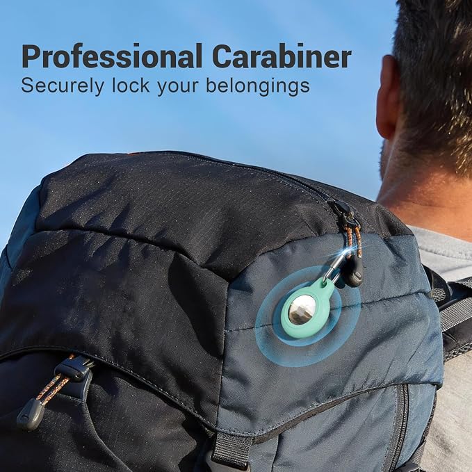 AirTag Holder with 304 Carabiner, 4 Pack IPX8 Waterproof Shockproof PC Hard Case - Image 6