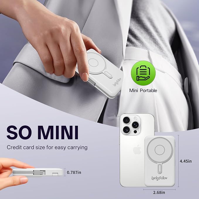 Magnetic Portable Charger Built-in Cables, 10000mAh Fast Charging Wireless - Image 4