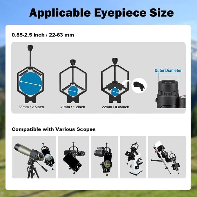 VANKEY 2-Axis Phone Scope Mount, Universal Spotting Scope Phone Adapter - Image 4