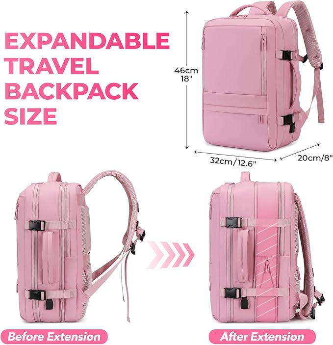 Rcrirth Travel Backpack for Women | Expandable Carry On Backpack - Image 3