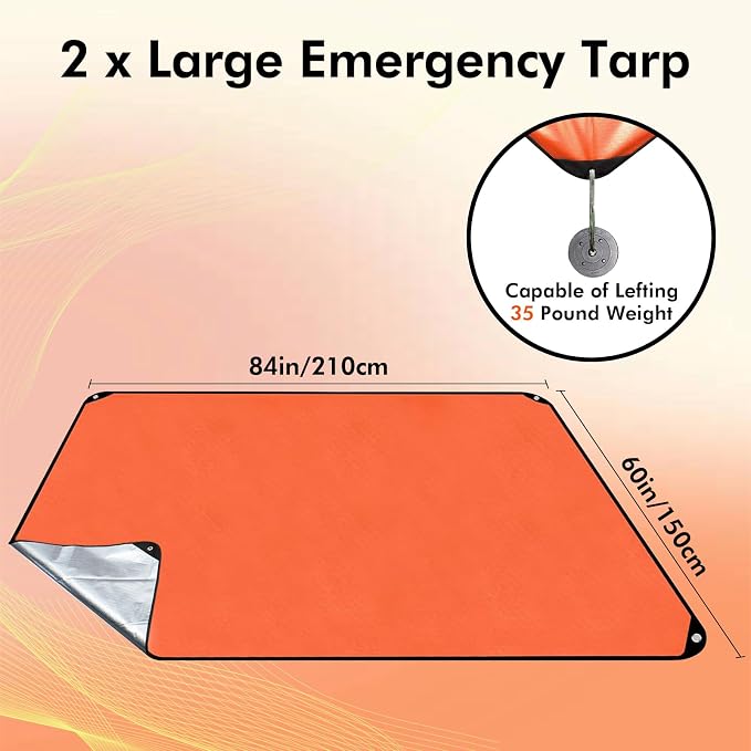 2 Pack Upgrade Survival Blanket – Insulated Thermal Reflective Tarp - Image 2