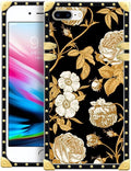 Compatible with iPhone 8 Plus 7 Plus Case, Blooming Rose Golden Flower Luxury by Unknown