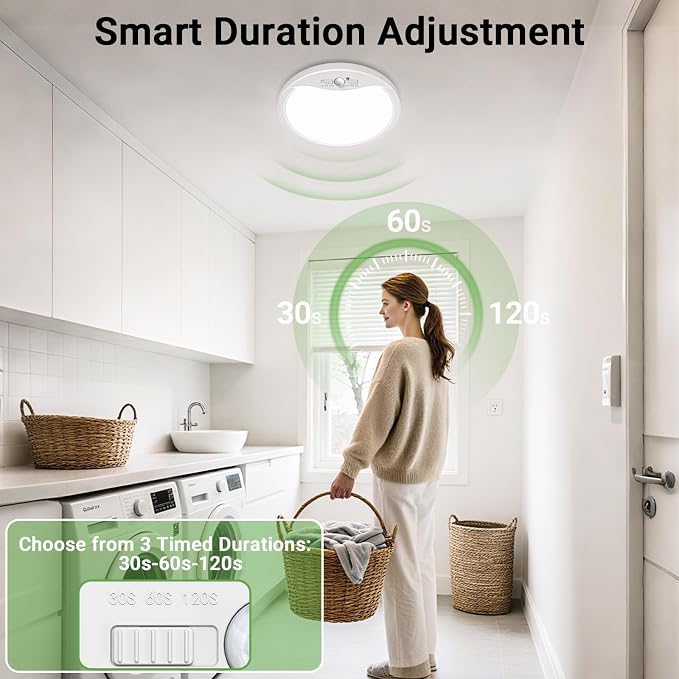 zemty 12inch Motion Sensor Ceiling Lights Wired, 24W 2400lm 3CCT/3 Mode/30-120s - Image 3