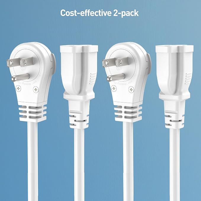 Cable Matters 2-Pack 16 AWG 360° Rotating Flat Plug Short Extension Cord - 1ft - Image 7