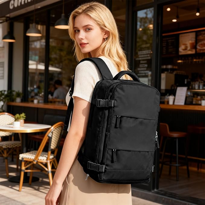 coofay Large Black Travel Backpack - Image 2