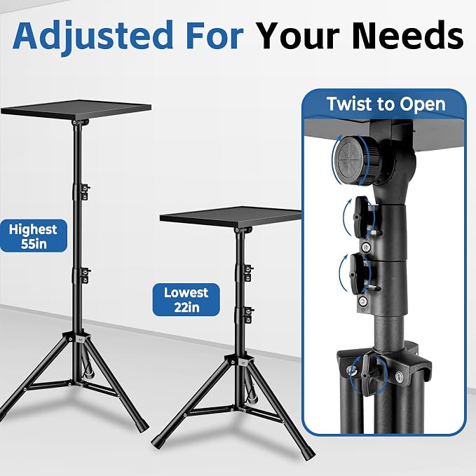 Projector Stand, 33LB Load Bearing & 22-55" Height Adjustable, - Image 3