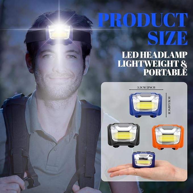 Macarrie LED Headlamps IPX4 Waterproof 3 Modes Headlamp Flashlight Bright Head - Image 2