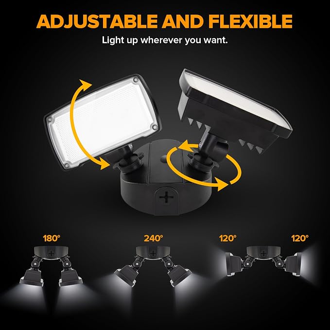 LUTEC 32W 3500LM Integrated Dual-Head LED Flood Light Outdoor, Switch - Image 4
