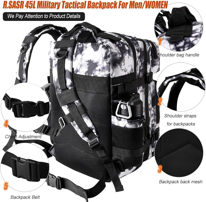 45L Tactical Backpack for Men Women, Military Assault Pack - Image 5