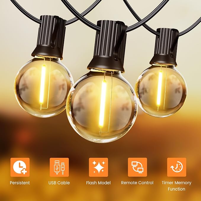OHLUX 60FT Solar Globe String Lights Outdoor, Shatterproof Solar Patio Lights - Image 3