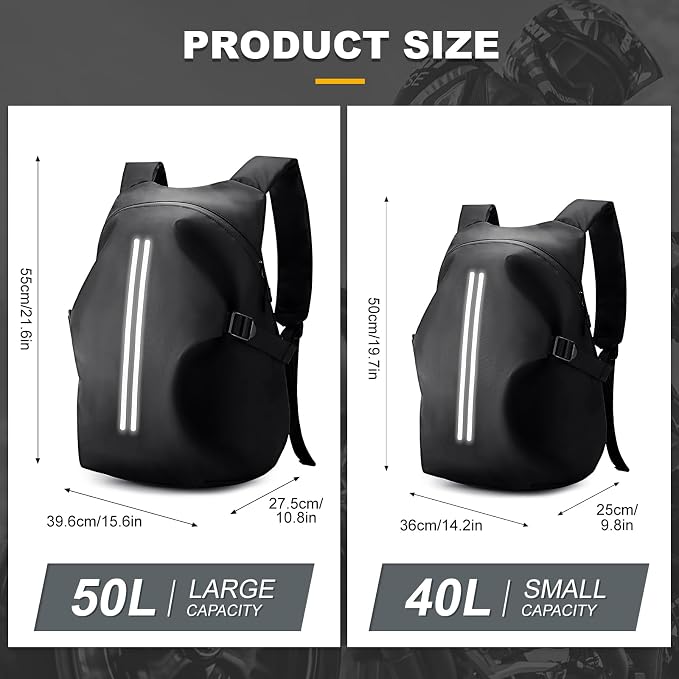 Motorcycle Helmet Backpack, Waterproof Riding Backpacks - Image 3