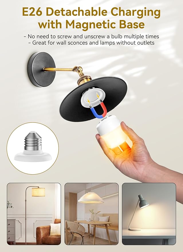 Minetom E26 Rechargeable Light Bulbs - Image 2