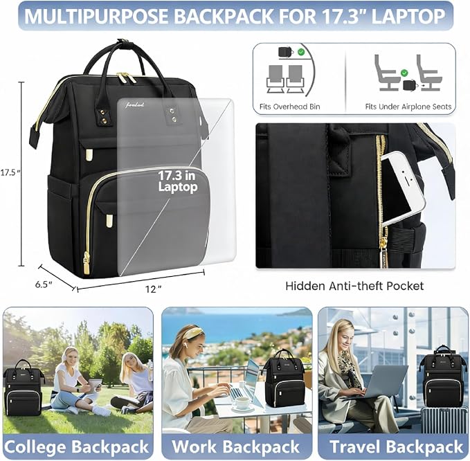 Focdod Women Laptop Backpack Work Bag - Image 3