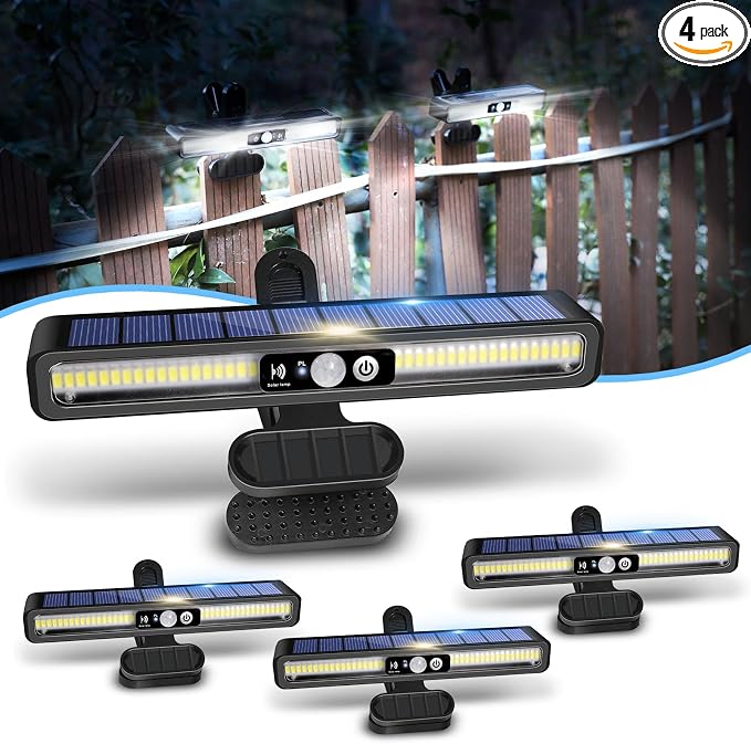 Clip On Solar Motion Lights Outdoor Waterproof, 4 Pack Motion Sensor Outdoor by SunlightEncounter