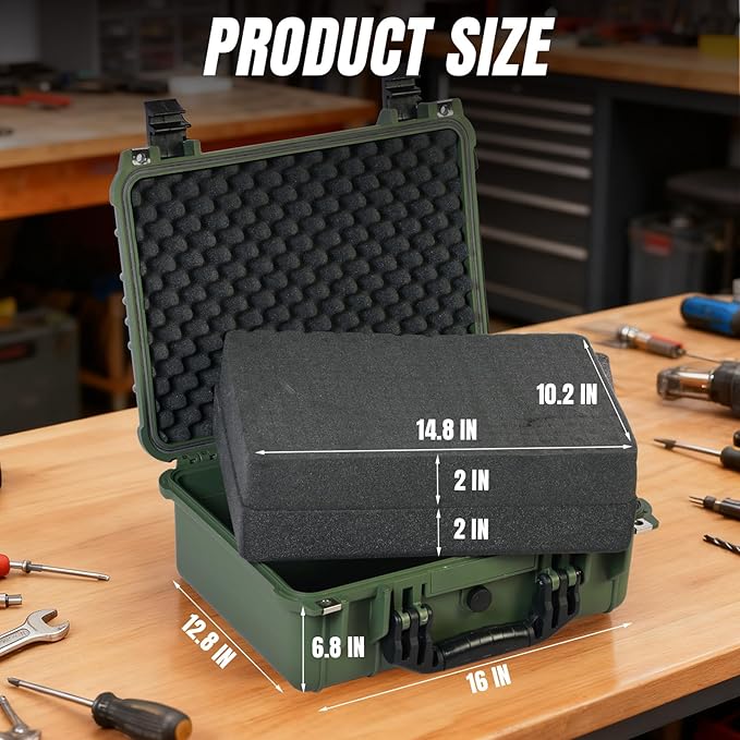 Jack Boss 16x 12.8x 6.8 Inch Hard Case, Portable Weather Waterproof Protective - Image 2