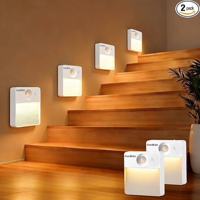 EverBrite Rechargeable Square Motion Sensor LED Night Light, Motion Activated by EverBrite