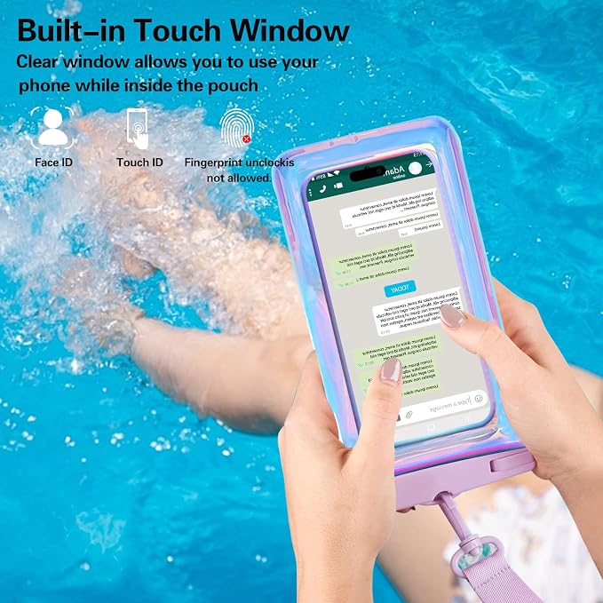 Up to 8.3" 2 Pack Iridescence Universal Waterproof Phone Pouch, Large Phone - Image 5