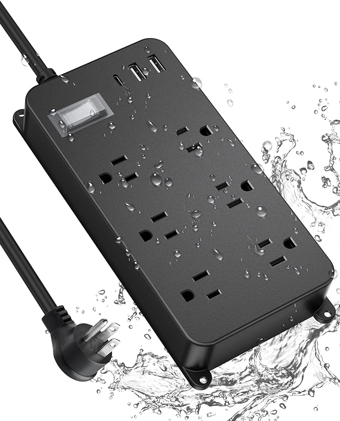 Outdoor Power Strip Weatherproof, 20W USB C Port, Waterproof Extension Cord by Jgstkcity